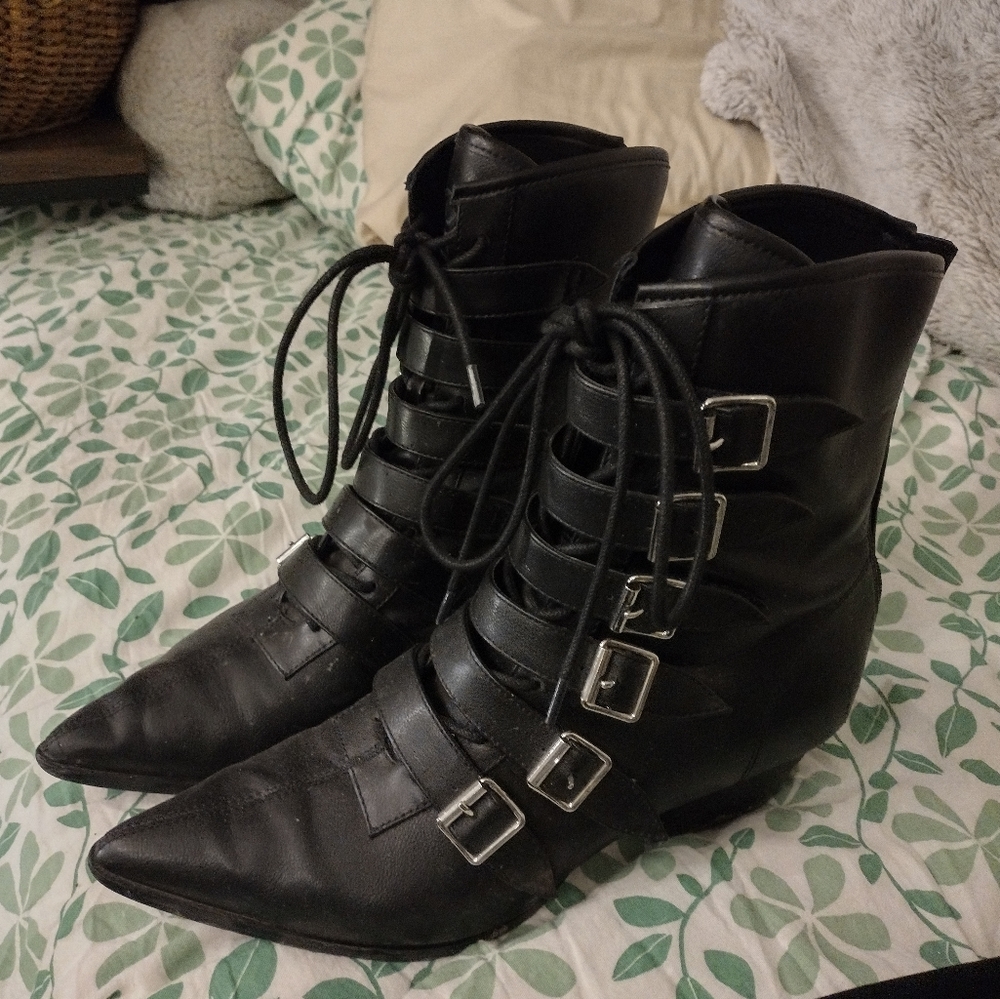 Buckled ankle boots